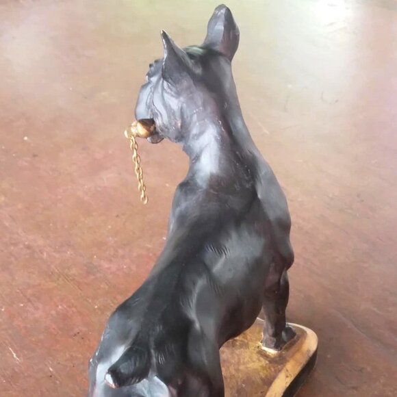 Faux Bronzed Heavy Duty Poly Resin Playful Boxer Sculpture - Picture 4 of 10